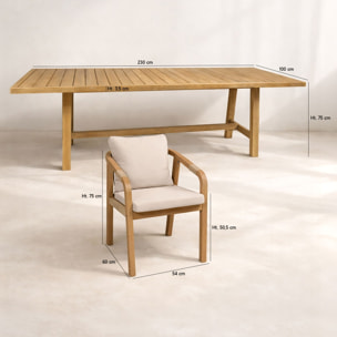 Ensemble de jardin table en bois d'acacia 8 places SAONA