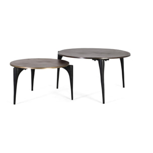 Mesas de Centro de Aluminio Mesa Grande: 82 Cm, Mesa Pequeña: 64 Cm Estilo Moderno