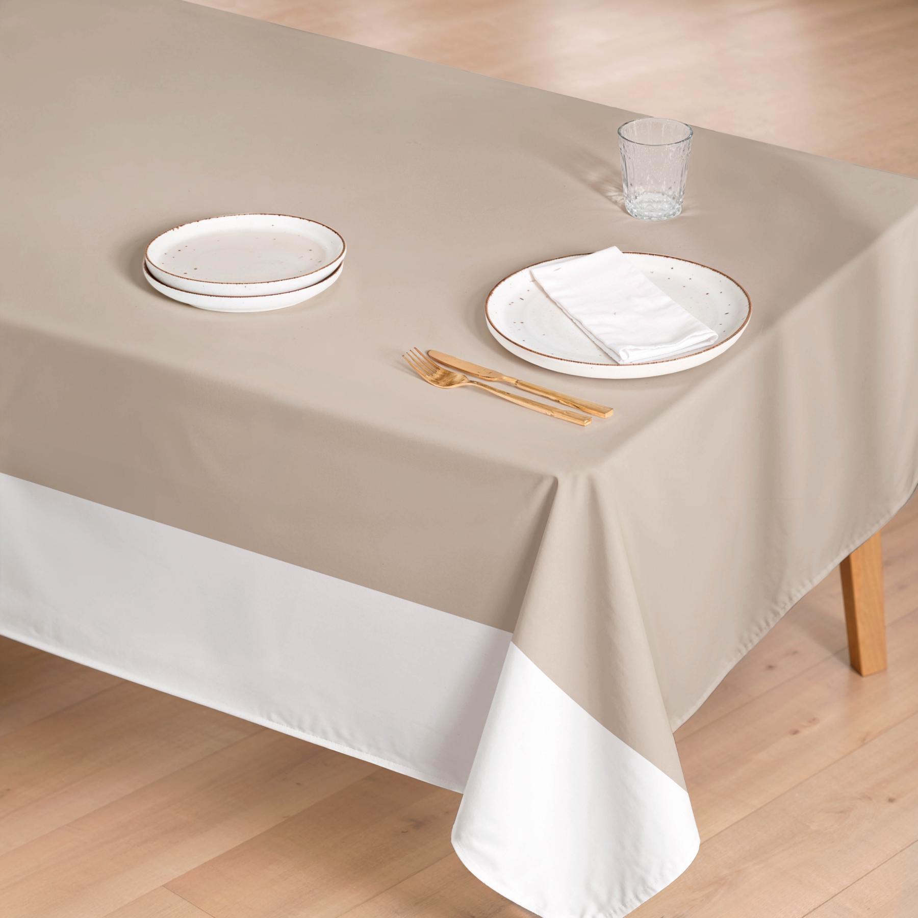 Nappe anti-taches DUO BEIGE - en 100 % coton