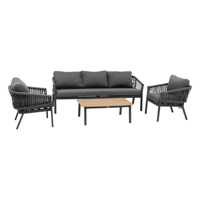 Salon de jardin "Oriengo" anthracite & graphite 5 places en aluminium traité époxy