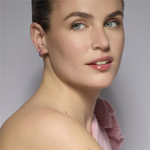 Pendientes acabado oro amarillo de 18k y Circonita Rubí