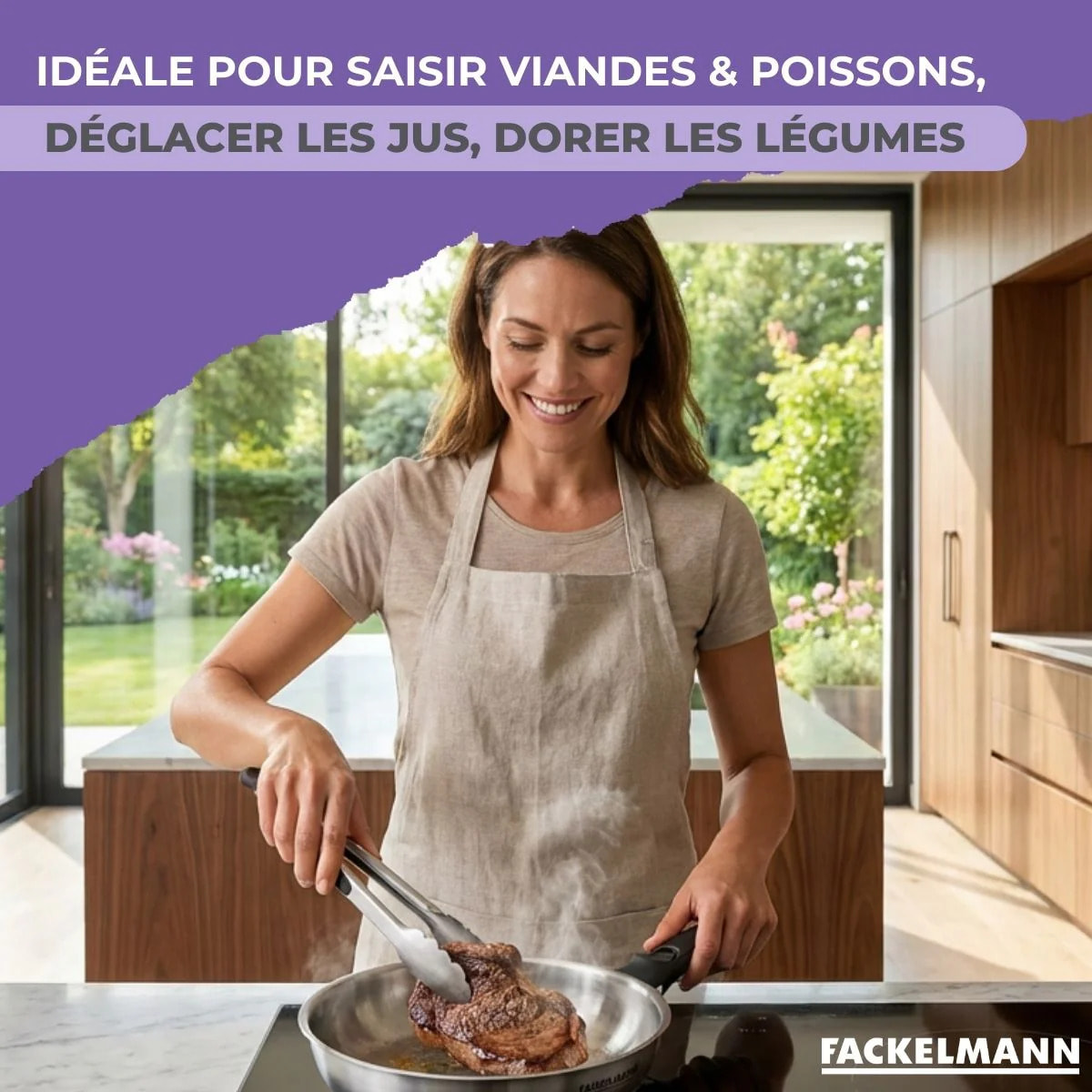 Set 1 poêle avec manche amovible Fackelmann InoGrip