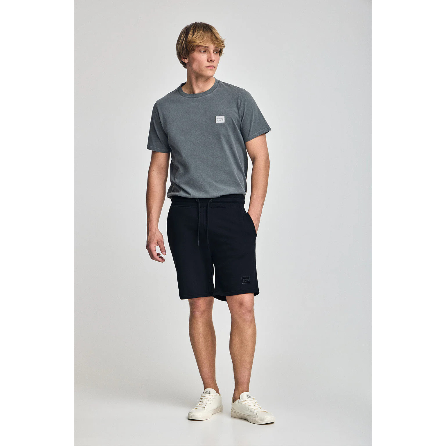 Bermuda Jonas azul oscuro de algodón y patrón relaxed fit con parche en sarga engomado Polo Club