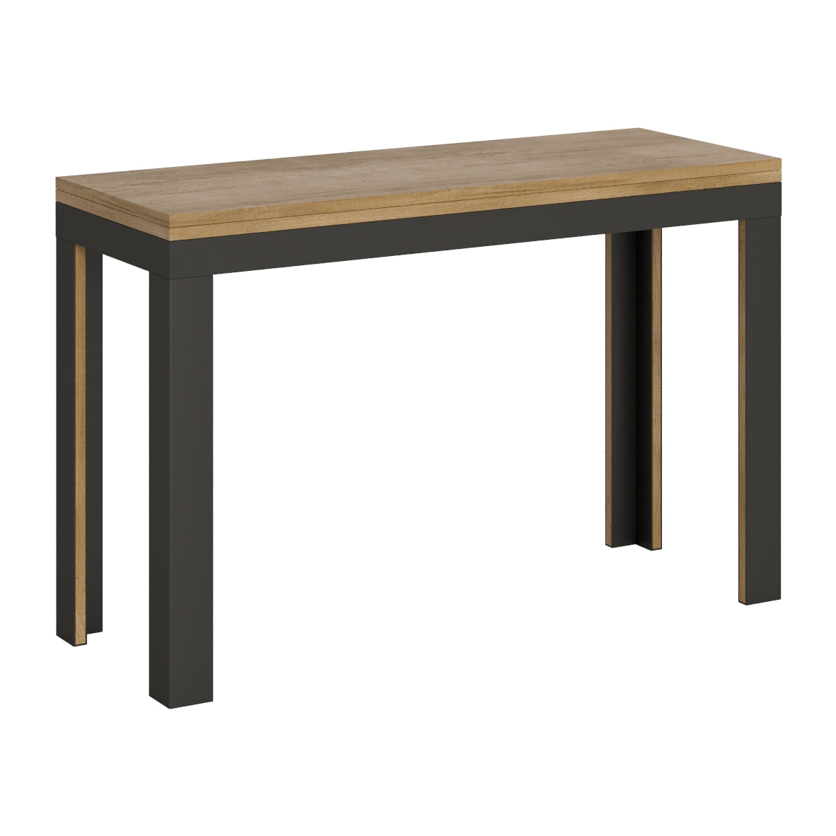 Mesa tipo libro 120/200x45/90 cm Linea Double Roble Natural estructura Antracita