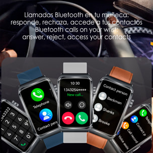 Smartwatch TK73, Chiamate Bluetooth con funzioni avanzate di salute: misurazione dei lipidi e dell'acido urico, temperatura corporea, micro esame fisico e torcia multifunzione integrata.