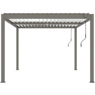 Pergola bioclimatique avec led "Windsor premium" en aluminium 3 x 4 - Taupe