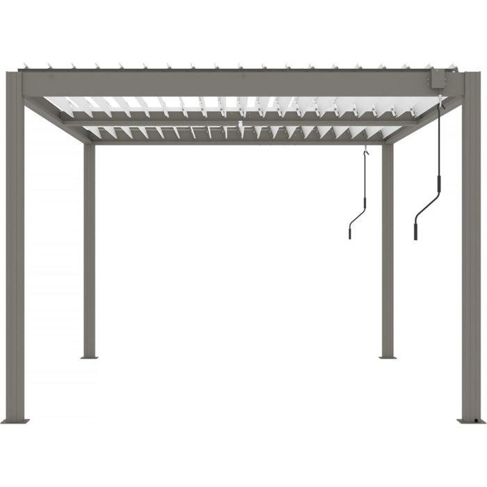 Pergola bioclimatique avec led "Windsor premium" en aluminium 3 x 4 - Taupe