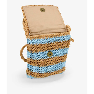 Bolso para móvil azul en rafia con conchas