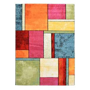 tapis salon 120x170 tissé multicolore rectangle motif géométrique BE 21