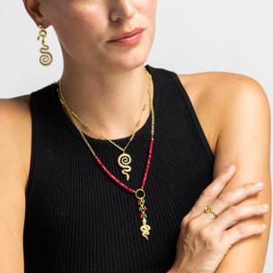 Collar con Cristal Rojo acabado oro 18k