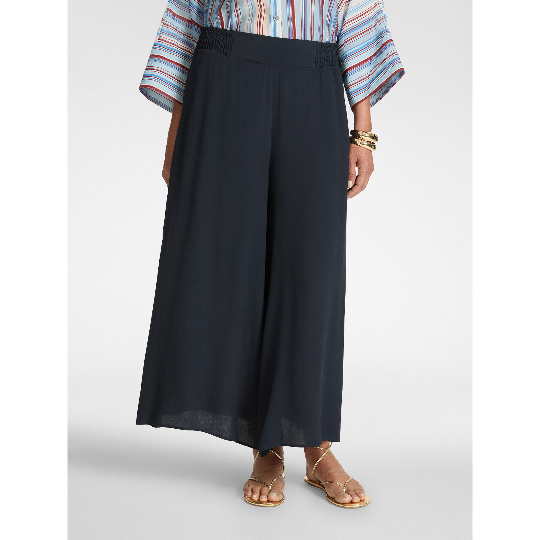 Elena Mirò - Pantalones palazzo de viscosa - Azul