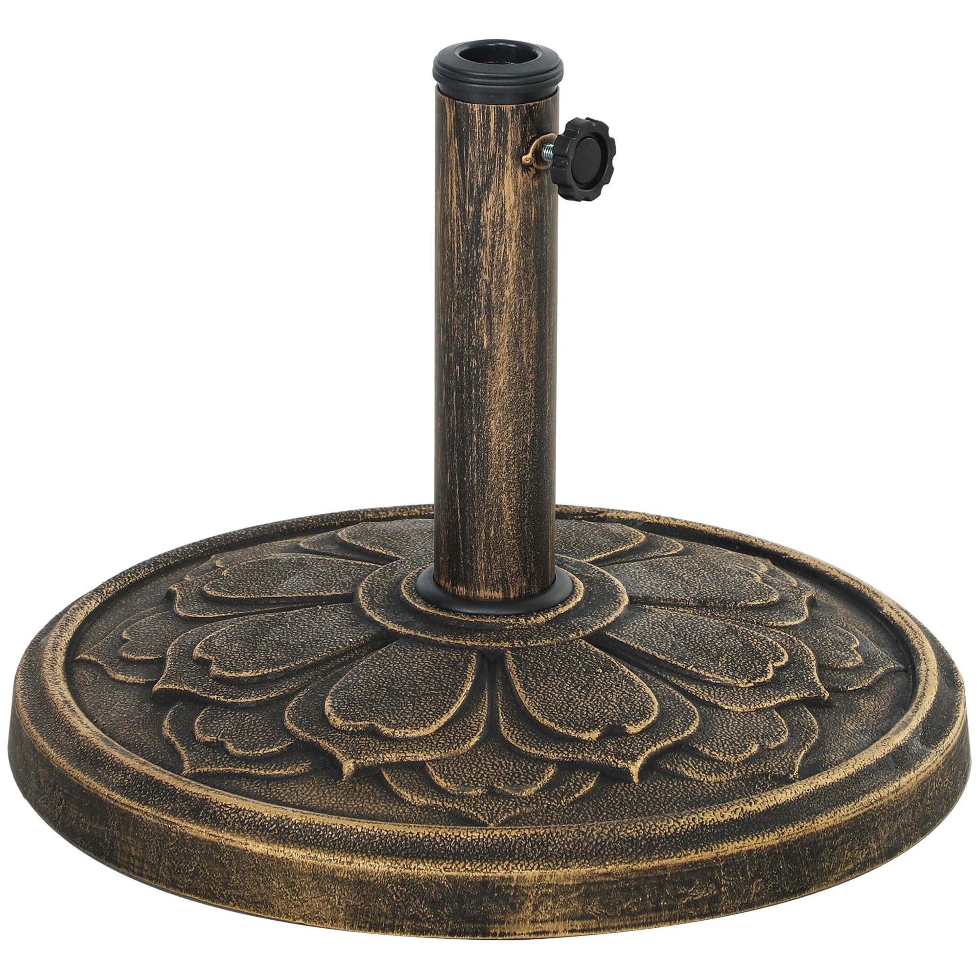Base para Sombrilla Redonda Soporte para Parasol Pie para Sombrilla Relleno de Cemento Peso 12 kg para Jardín Terraza Bronce