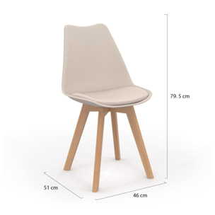 Chaises Nordia pieds bois de hêtre - Beige