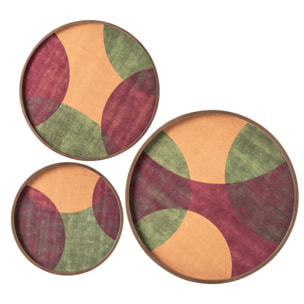 J-Line Set de 3 objets muraux ronds - MDF - multi