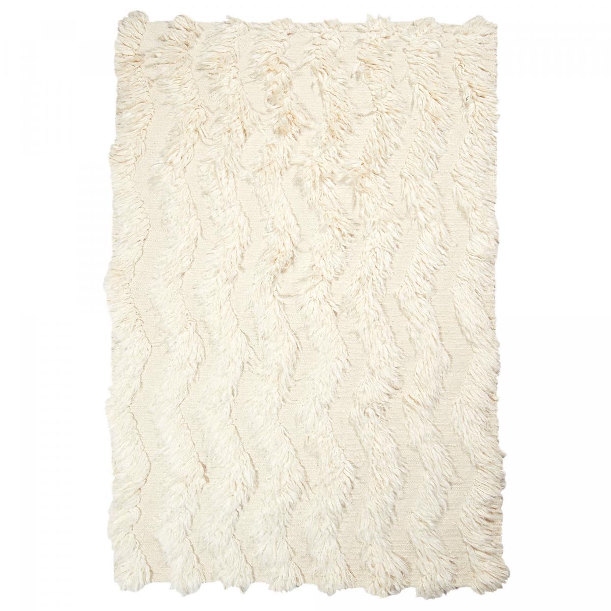 Tapis Nehi tissé main en coton hypoallergénique beige