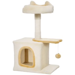 Arbre à chat perchoir plateforme niche beige