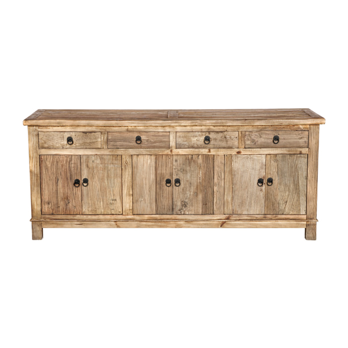 Buffet en bois recyclé 3 portes et 4 tiroirs - Mastic