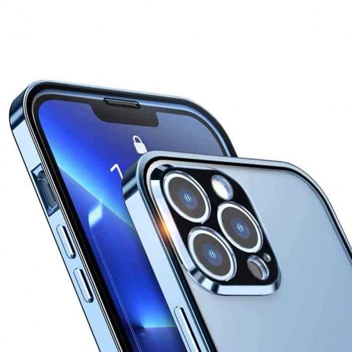 Coque 360 intégrale aimanté bleu alpin et transparente Compatible avec les téléphones de la marque Apple iPhone 13 Pro