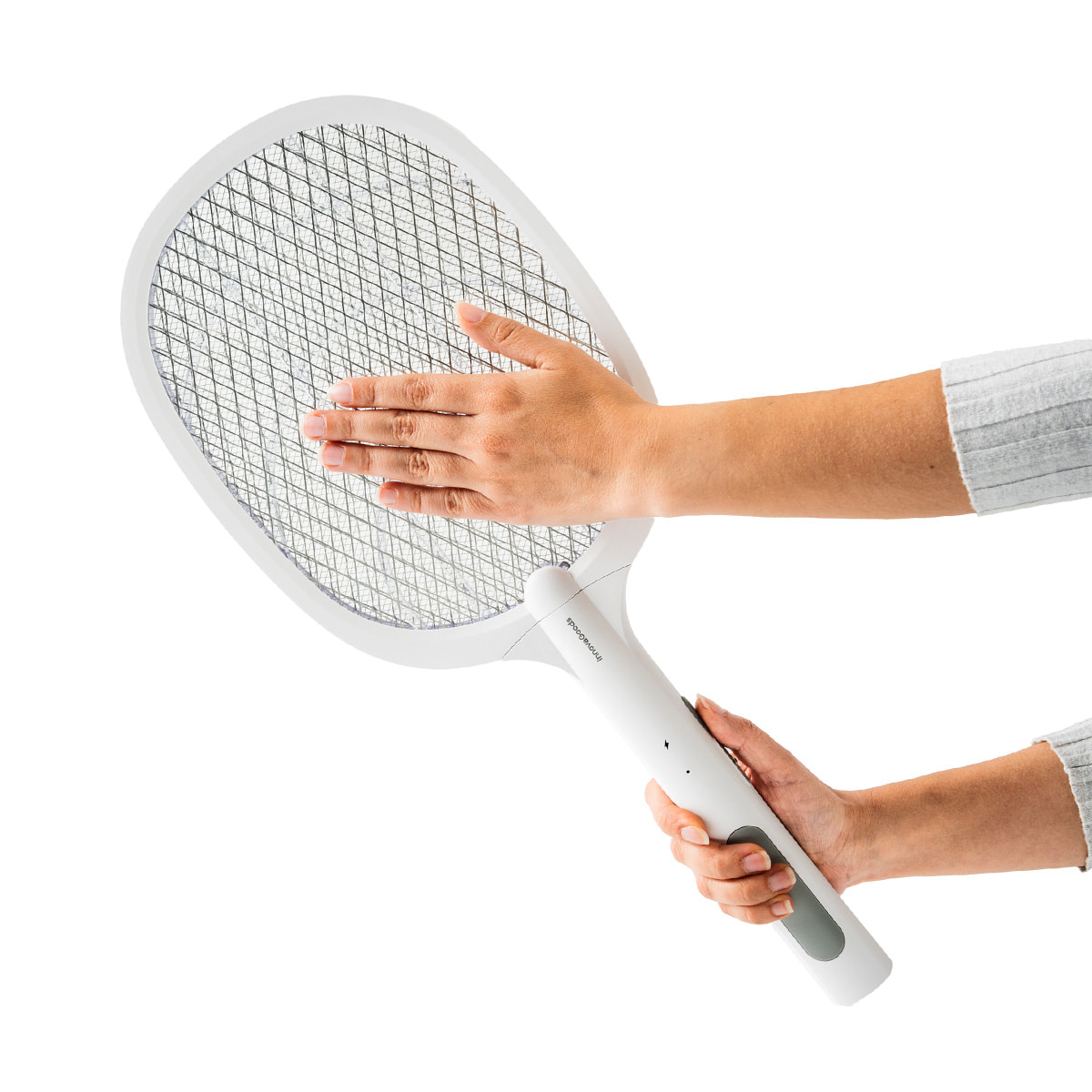 Racchetta elettrica per insetti ricaricabile con luce UV 2 in 1 Elecfly - bianco