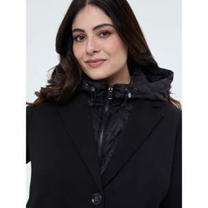 Fiorella Rubino - Cappotto in scuba con davantino rimovibile - Nero