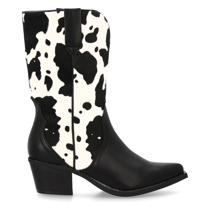 Botín cowboy con estampado animal