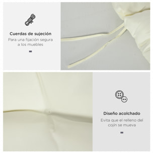 Cojín para Tumbona de 1 Plaza 200x60x13 cm Cojín Rectangular de Algodón para Tumbonas Cojín de Asiento y Respaldo Cómodo para Jardín Terraza Balcón Crema