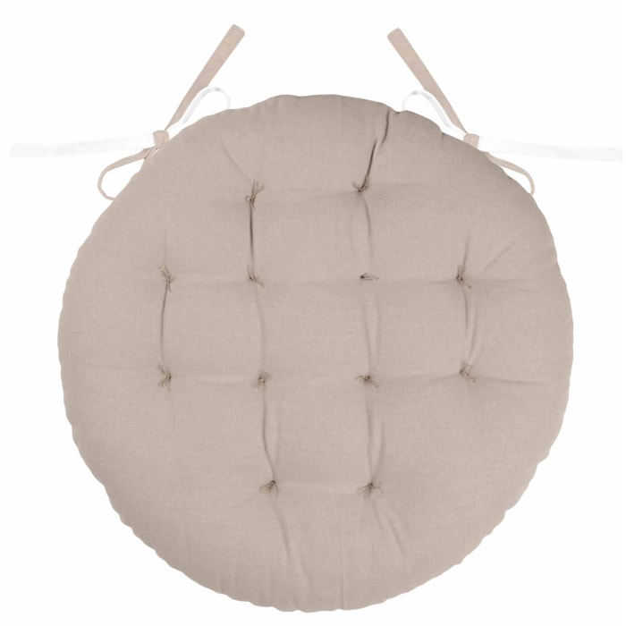 Galette de chaise ronde et bicolore - Ecru