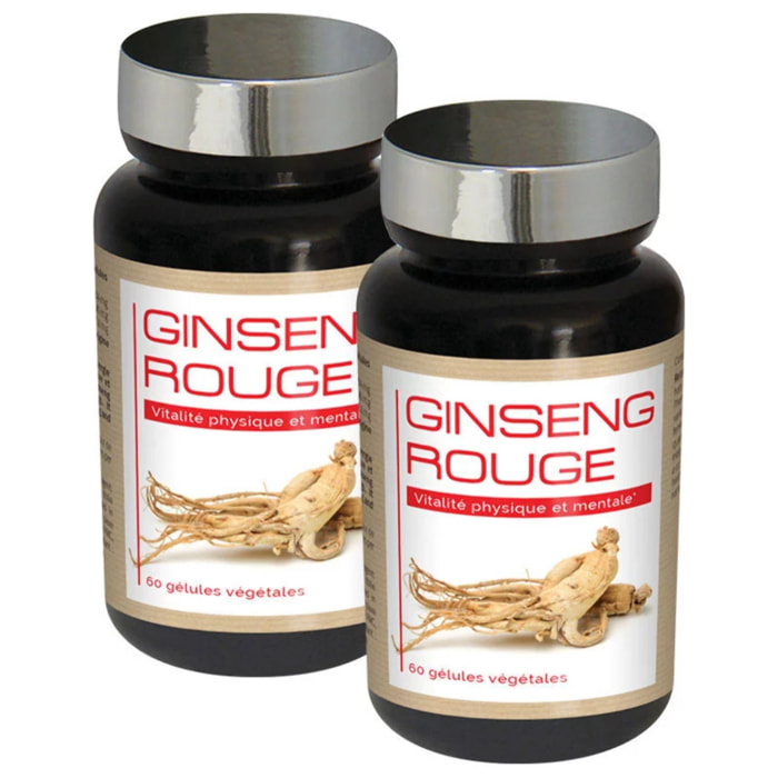 NUTRIEXPERT – Ginseng Rouge – Aide a lutter contre la fatigue et le stress – Soutien des défenses naturelles et vitalité – Stimule le système immunitaire – 100% Extraits Racine de Ginseng – Lot de 2