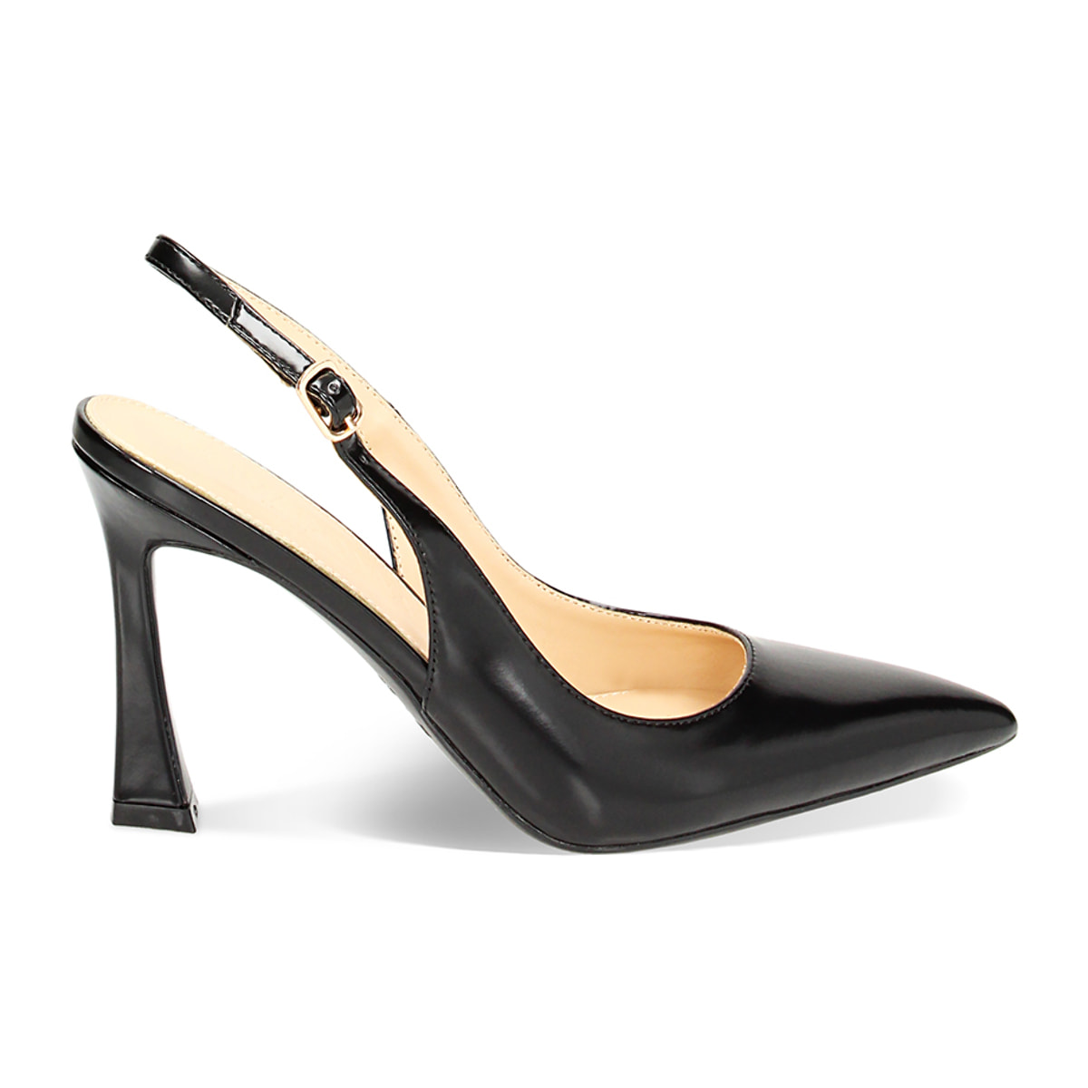 Décolleté slingback abrasivate nere, tacco 9,5 cm