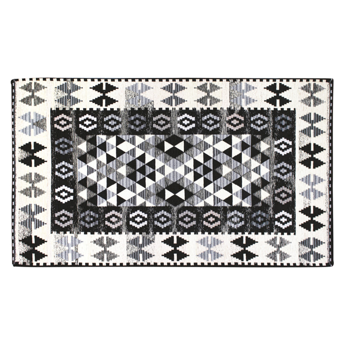 TAPPETO ARREDO DIS.KILIM COL.NERO 80X150 CM CON ANTISCIVOLO MADE IN ITALY