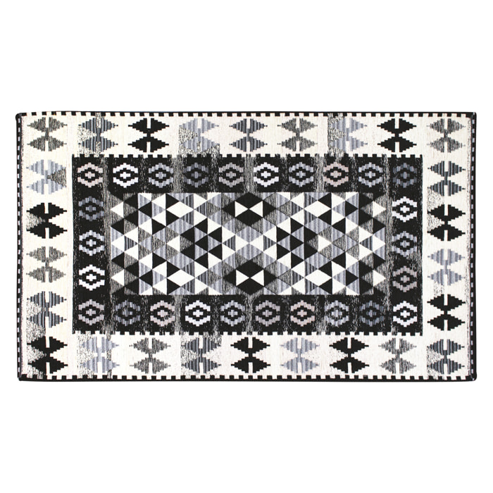 TAPPETO ARREDO DIS.KILIM COL.NERO 65X175 CM CON ANTISCIVOLO MADE IN ITALY