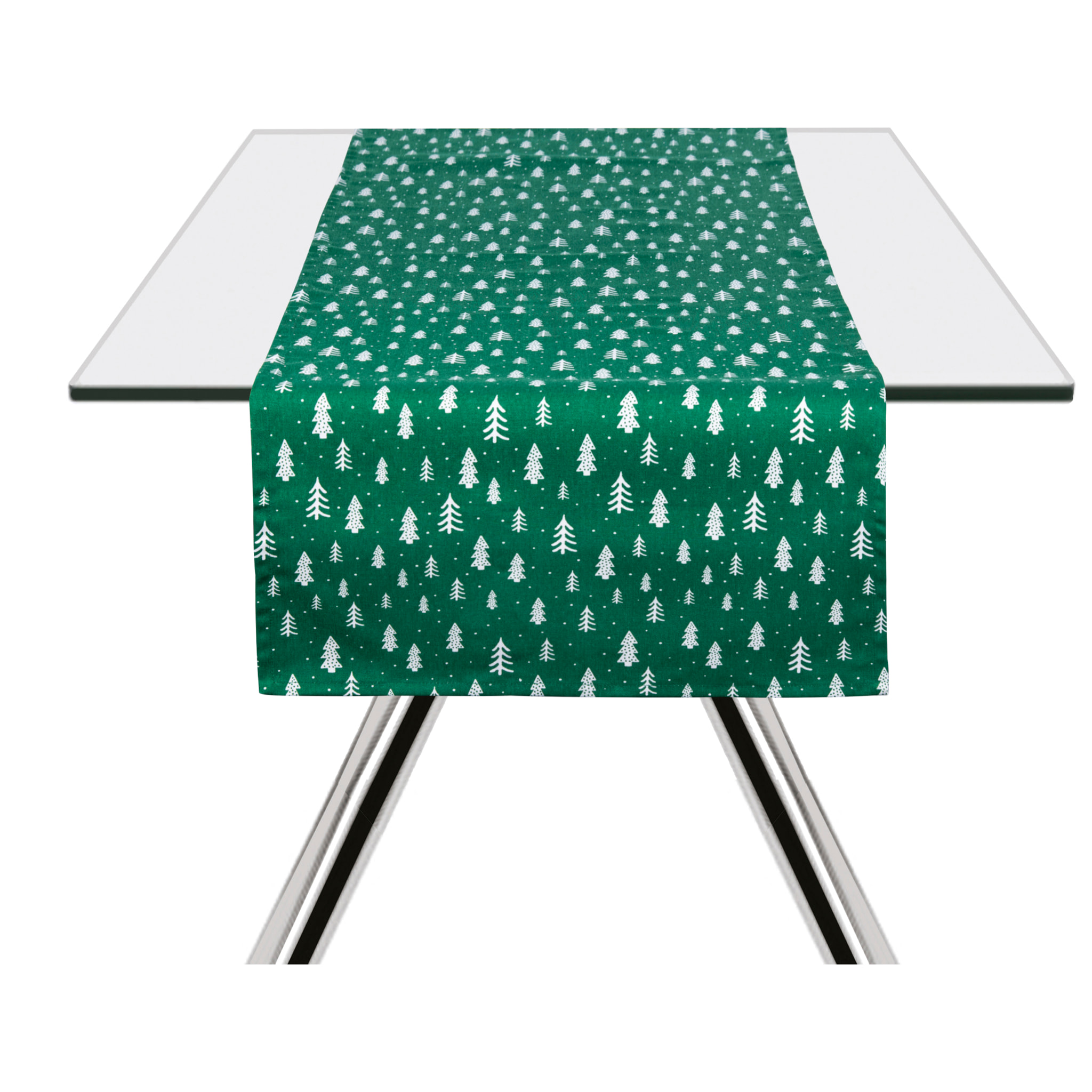 Set chemin de table avec 2 serviettes Excelsa – Green Winter, Coton vert