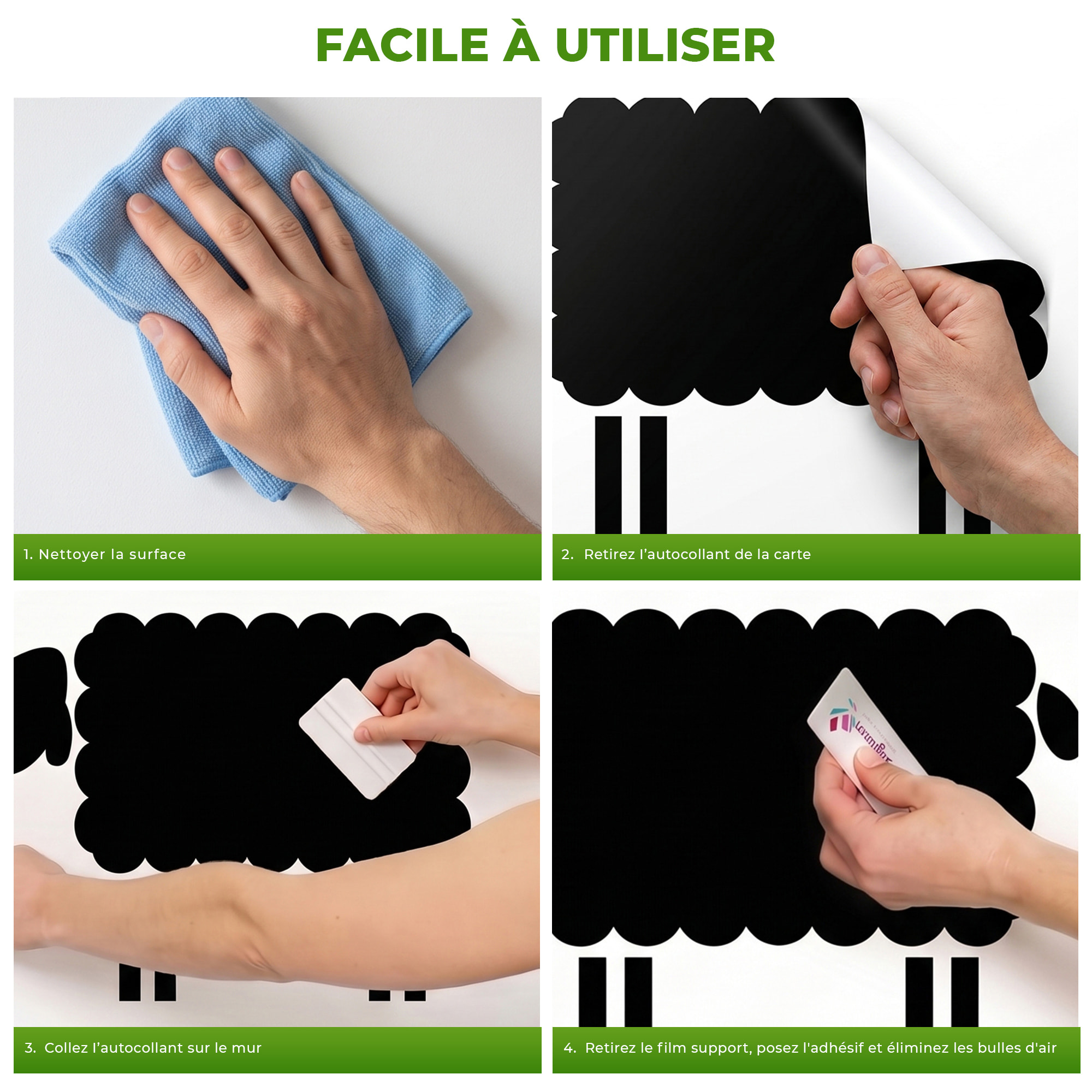 Sticker ardoise tableau noir - stickers muraux adhésif effaçable - MOUTONS 2