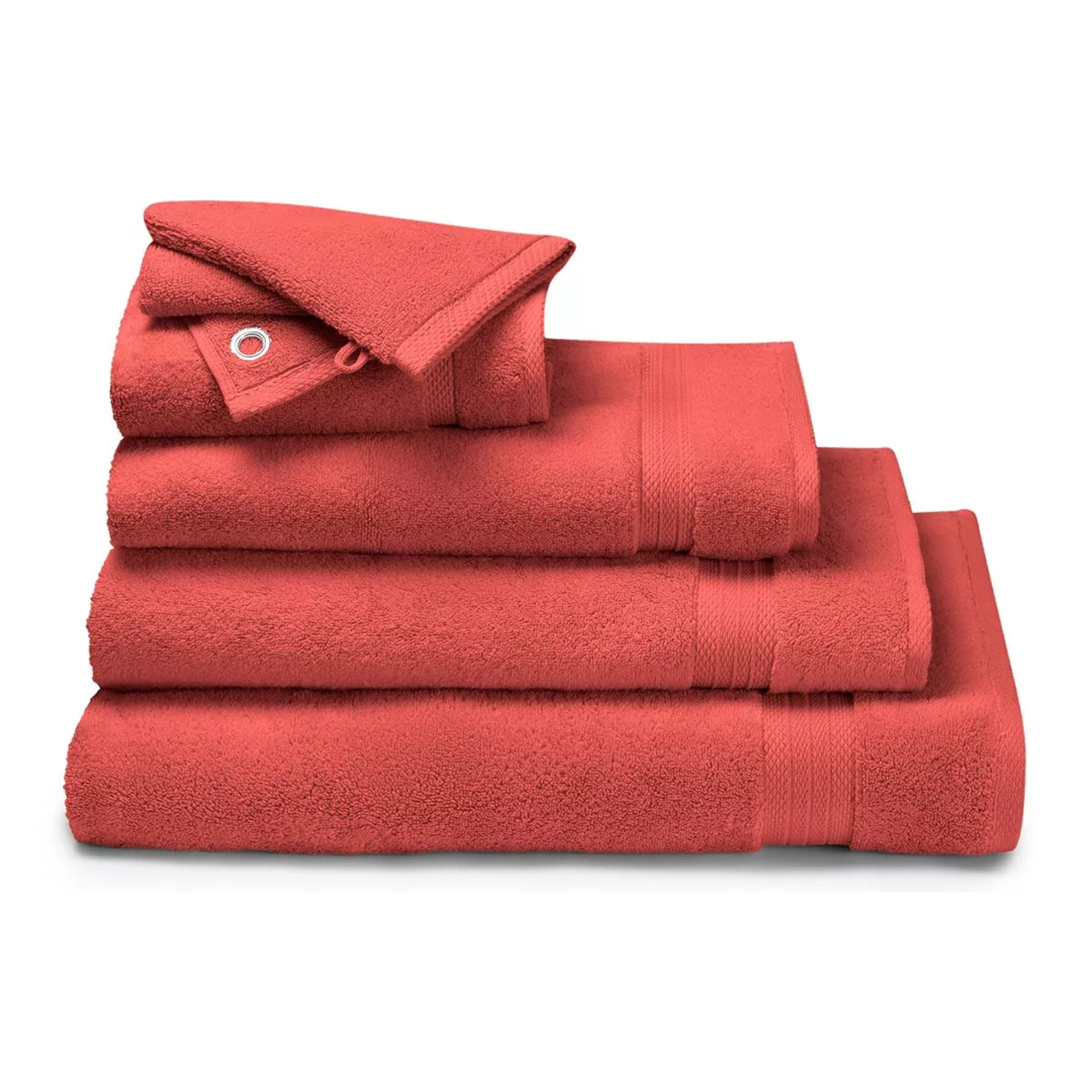 Carre avec oeillet pur coton 550 g/m² uni rose Elea corail