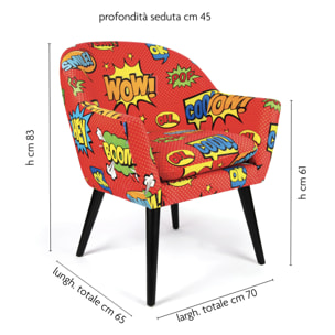 Poltrona Excelsa Pop in poliestere e multistrato 70,5x65x83 cm multicolore