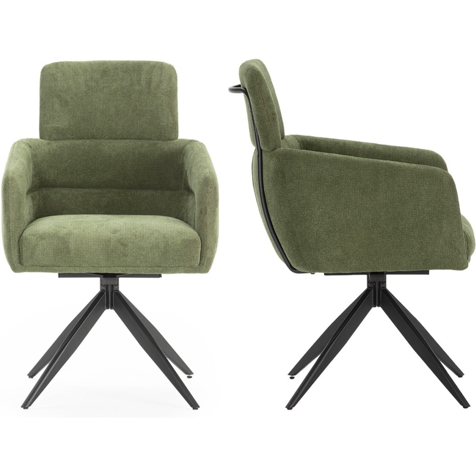 Lot de 2 fauteuils pivotants en tissu - ALVAR
