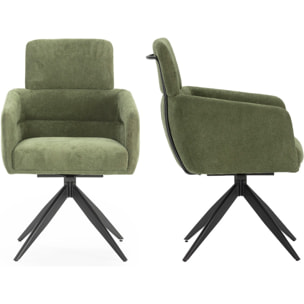 Lot de 2 fauteuils pivotants en tissu - ALVAR