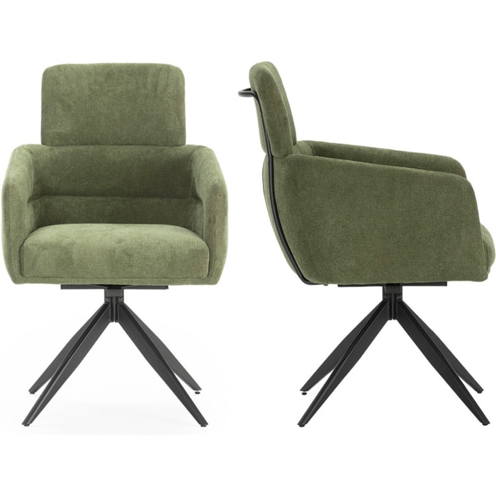 Lot de 2 fauteuils pivotants en tissu - ALVAR