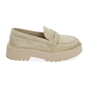 Mocassini flat ghiaccio in camoscio