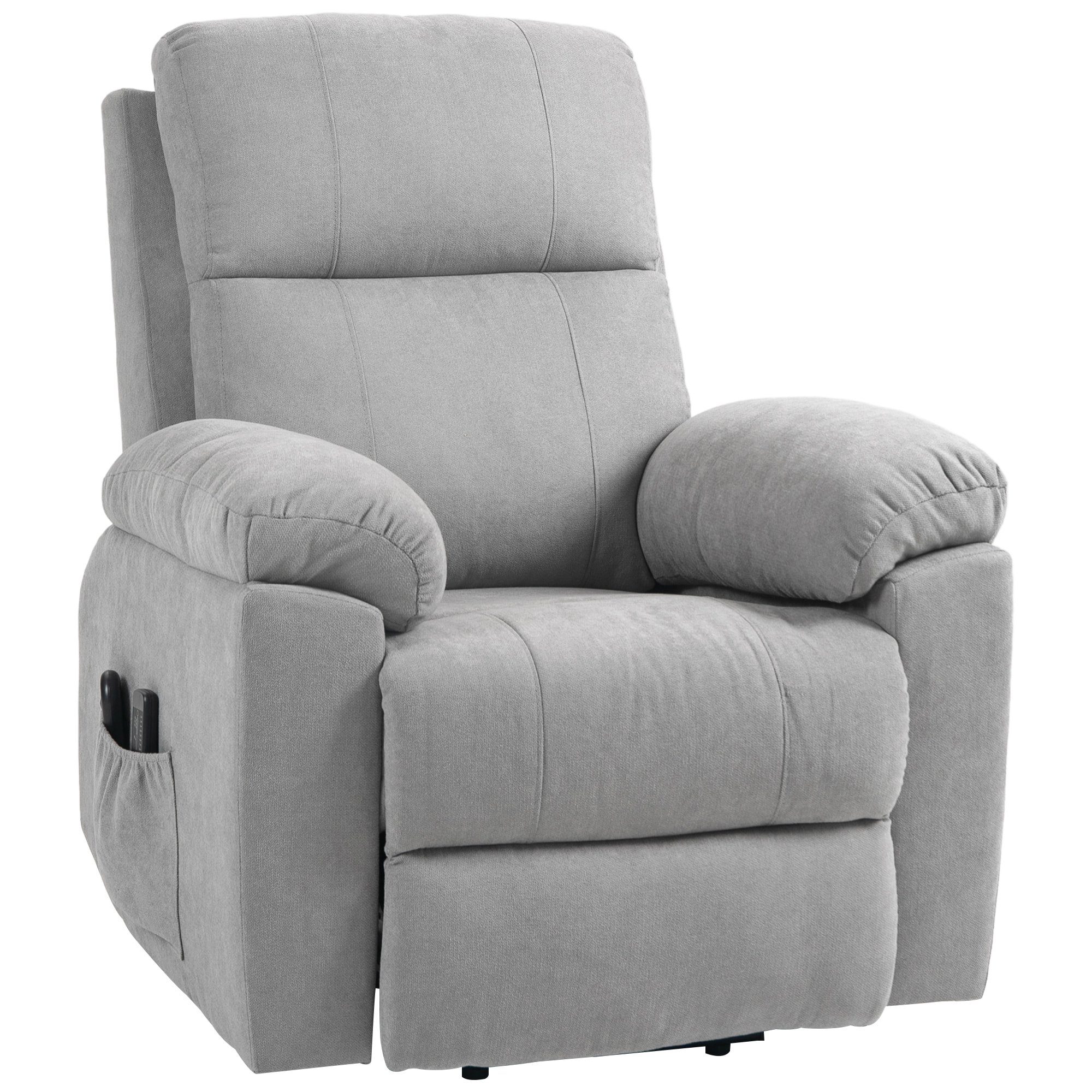 Fauteuil de massage fauteuil releveur électrique inclinaison réglable repose-pied ajustable tissu gris clair