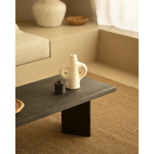 Mesa de centro de madera maciza en tono negro de 120x50 cm Alto: 40 Largo: 120 Ancho: 55