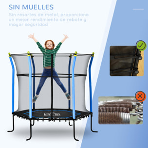 Cama Elástica Infantil de Jardín Trampolín para Niños de +3 Años con Superficie de Salto Ø120 cm Red de Seguridad Acero para Interior Exterior Ø160x163 cm Negro y Azul