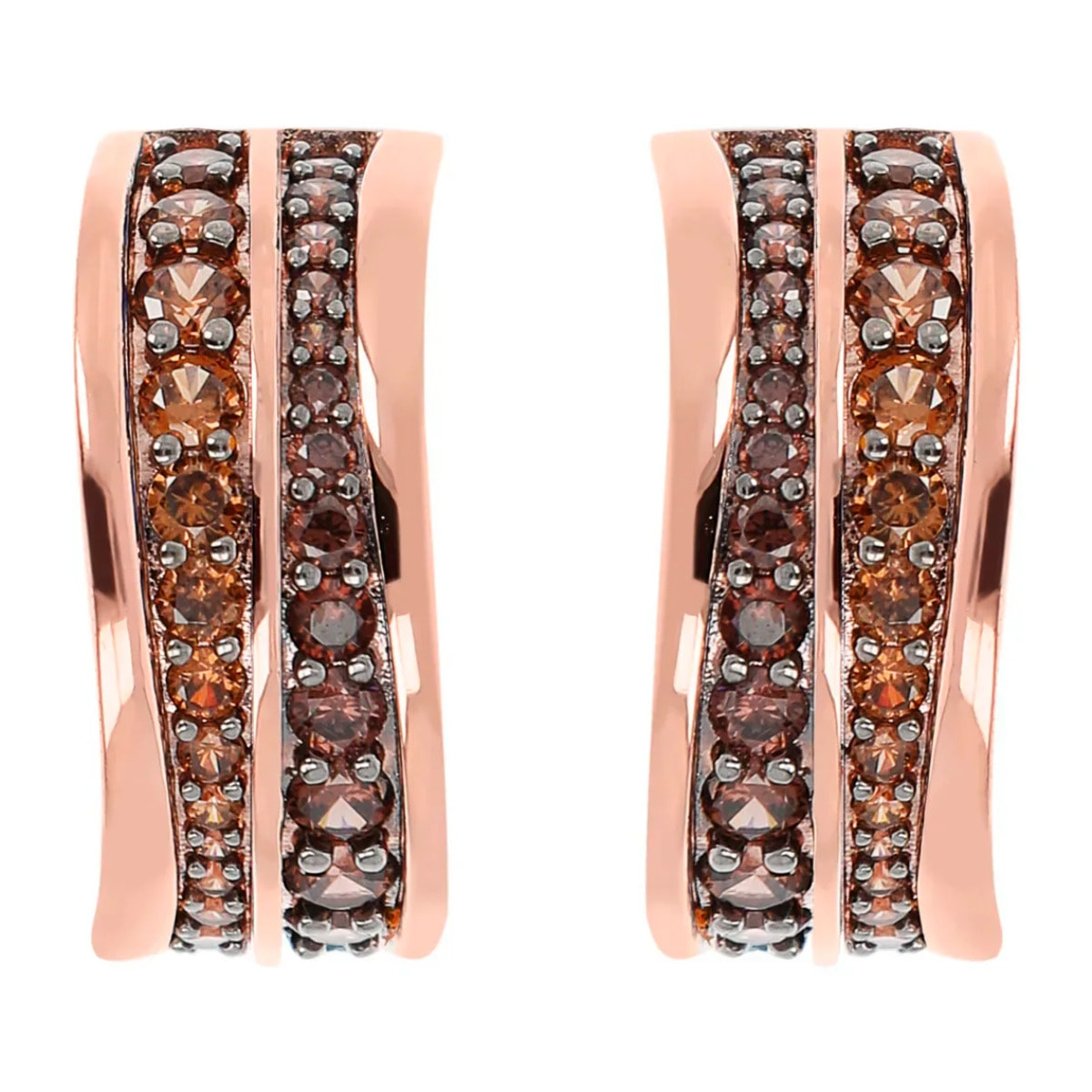 Orecchini a Cerchio Doppia Onda in Cubic Zirconia Bianche