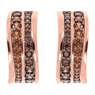 Orecchini a Cerchio Doppia Onda in Cubic Zirconia Bianche