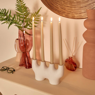 Chandelier pour 4 bougies Sien grès blanc