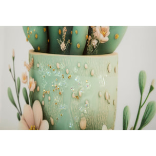 STAMPA SU TELA LACCATA C/CORNICE VASETTO CACTUS -D- CM 40X2,8X40