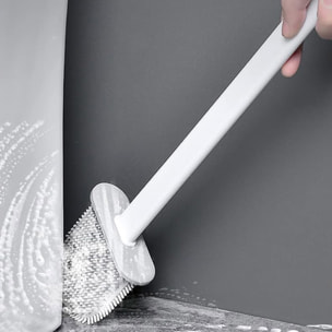 3x Escobillas y portaescobillas de inodoro, cepillo y soporte para WC, silicona, TPR y caucho termpoplástico, blanco