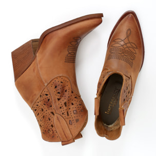 Stivaletti texani in vera pelle nabuk laserata