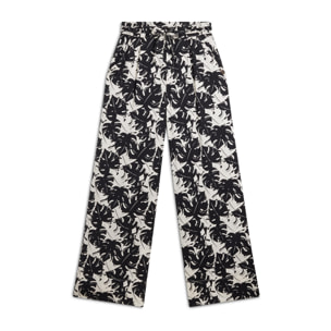 Pantaloni culotte gamba ampia in viscosa stampa tropical