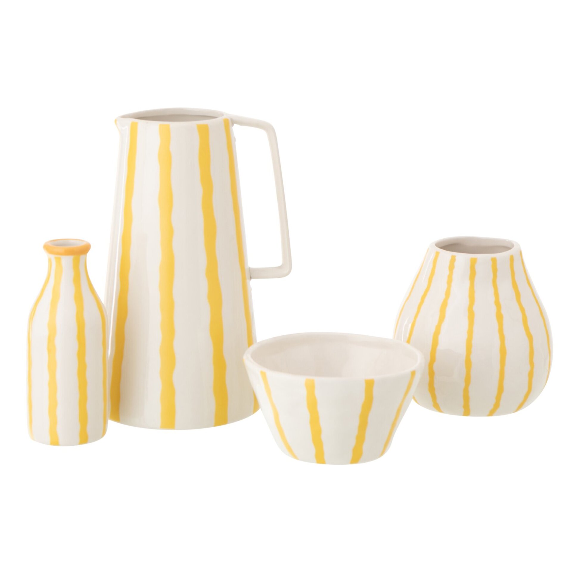 J-Line Carafe Lignée Dolomite - céramique - blanc/jaune clair